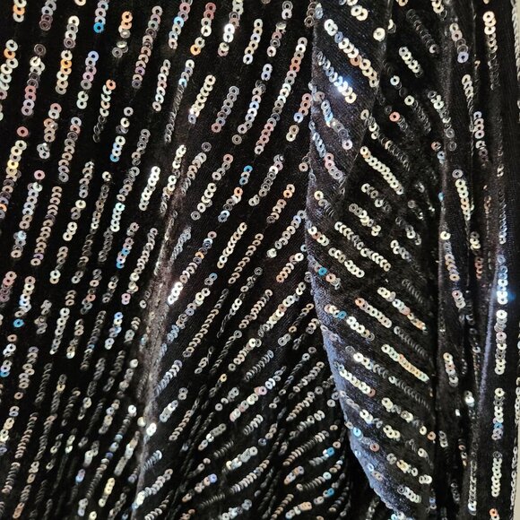Lane Bryant Crossover Black Silver Sequin Velvet Sheath Dress Plus Size 14 NWT - Picture 6 of 9